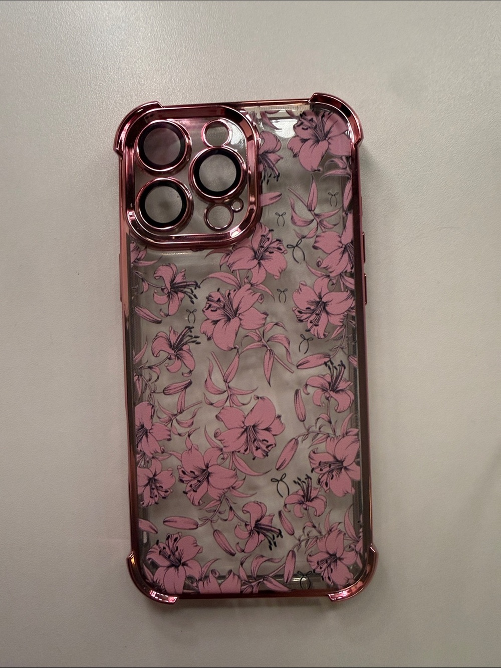 Pink Floral Clear Phone Case